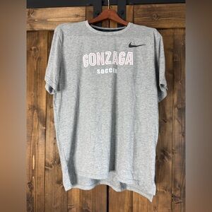 Nike Gonzaga Soccer Short-Sleeve T-Shirt - Gray with White & Red Logo dri-fit